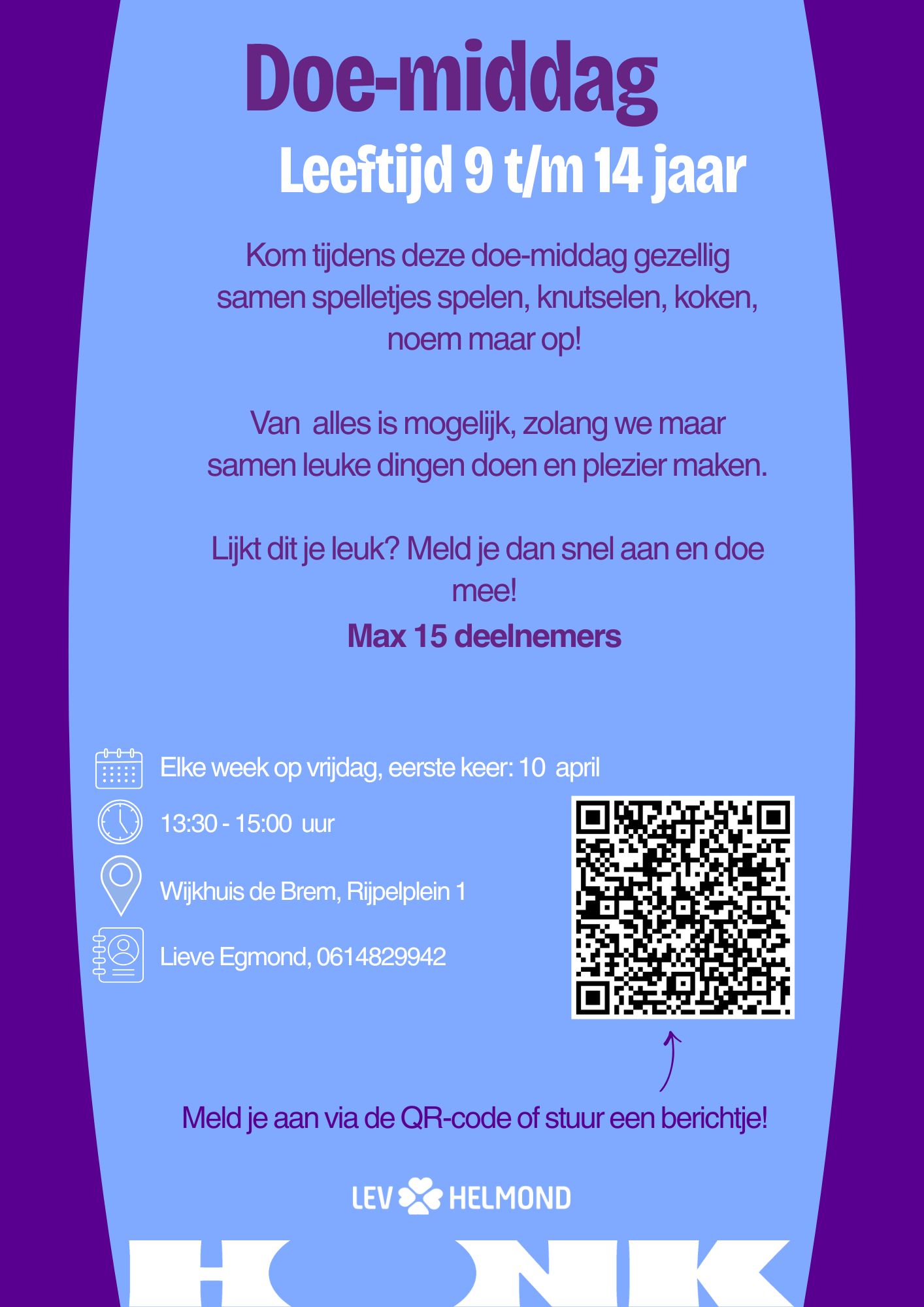 Tijdslot doe-middag aangepast!