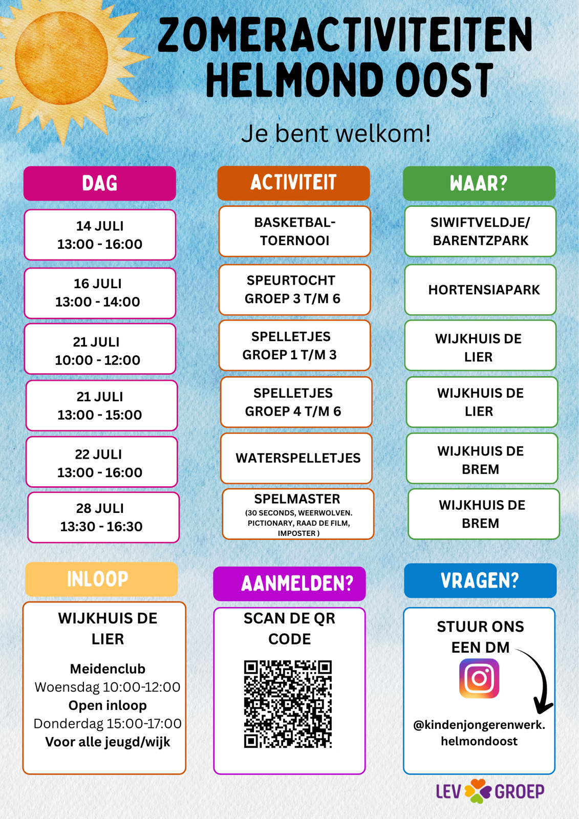 Zomeractiviteiten juli LEVgroep